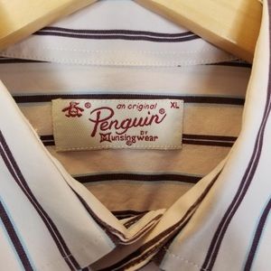 Original Penguin Pink Blue Stripe Button Down Top